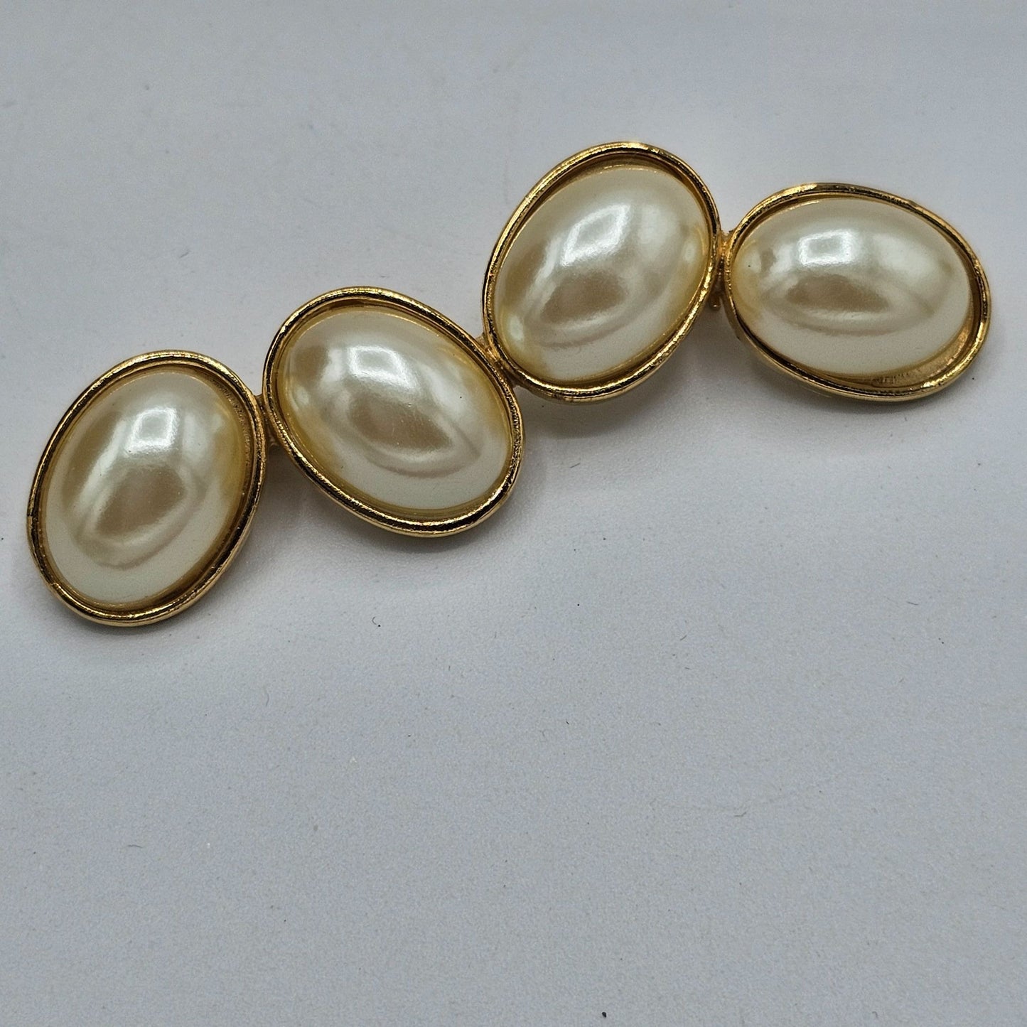 Gold-tone Faux Pearl Brooch New Old Stock Vintage