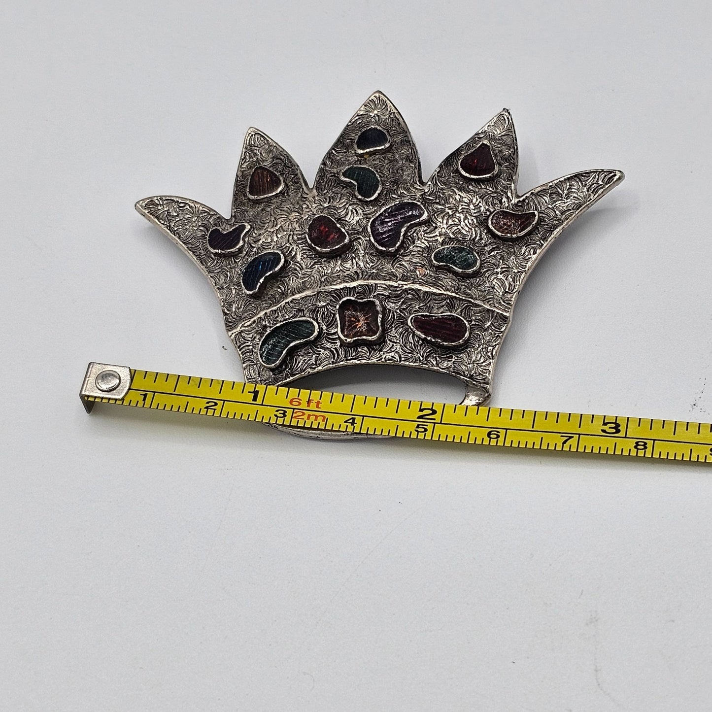 Vintage Metal Abstract Princess Crown Brooch