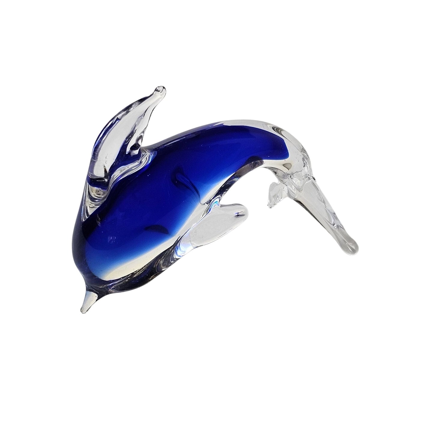 Handcrafted Blue & Clear Glass Dolphin Figurine By Lw2 Trading Co. Ltd Desk Decor