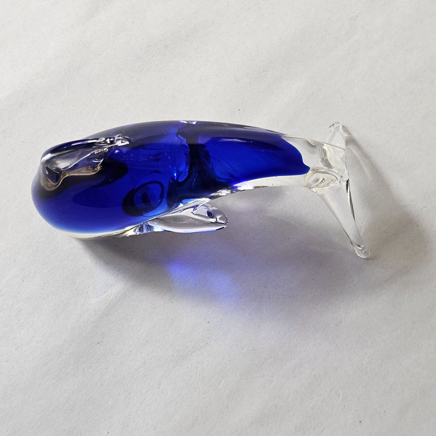 Handcrafted Blue & Clear Glass Dolphin Figurine By Lw2 Trading Co. Ltd Desk Decor