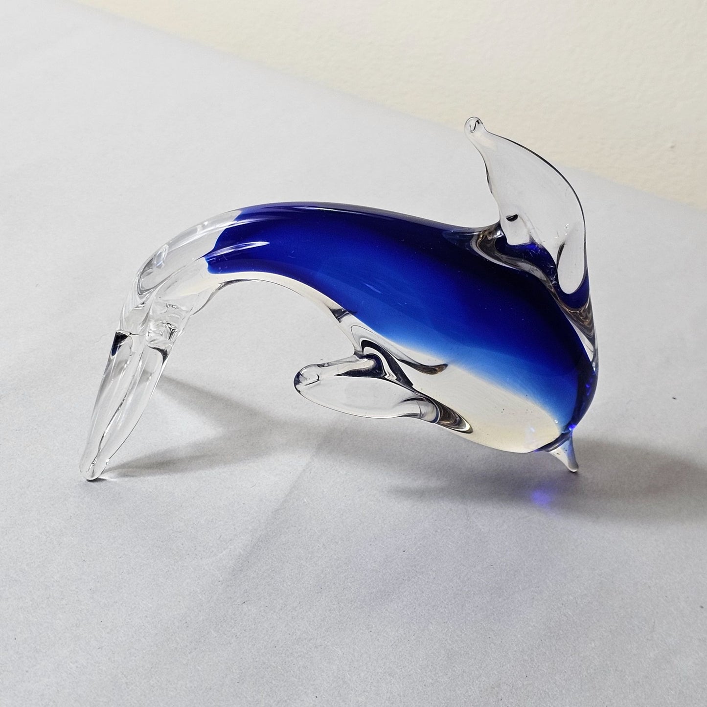 Handcrafted Blue & Clear Glass Dolphin Figurine By Lw2 Trading Co. Ltd Desk Decor