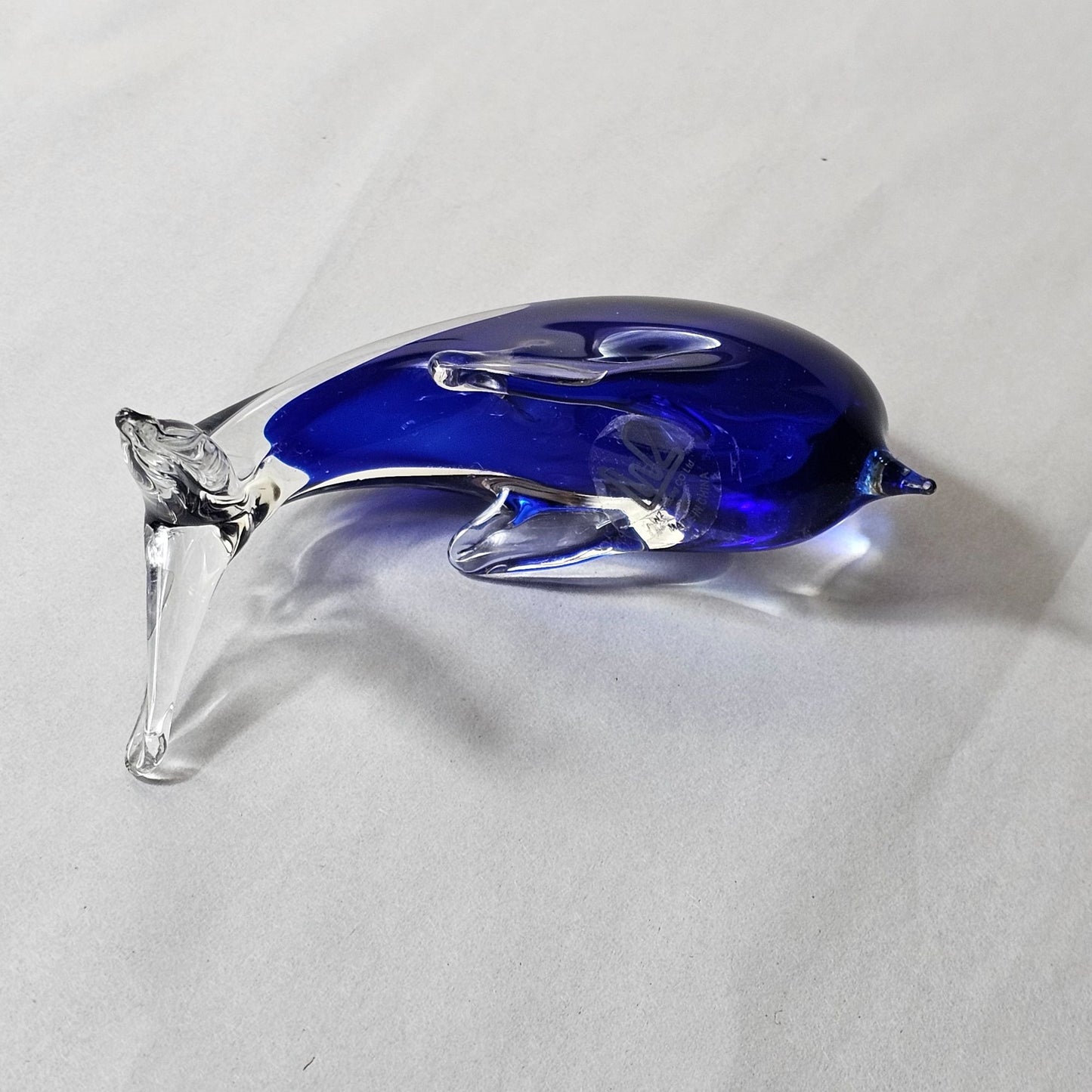 Handcrafted Blue & Clear Glass Dolphin Figurine By Lw2 Trading Co. Ltd Desk Decor