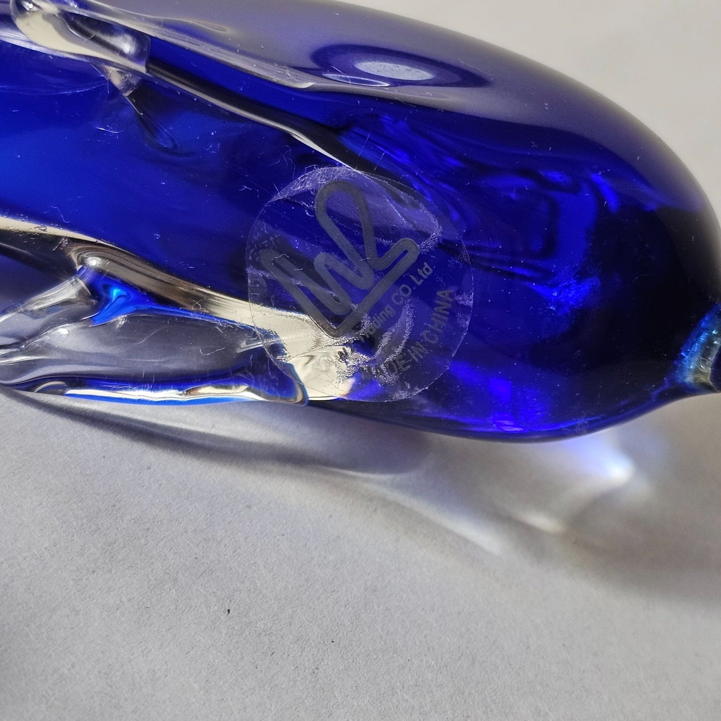 Handcrafted Blue & Clear Glass Dolphin Figurine By Lw2 Trading Co. Ltd Desk Decor