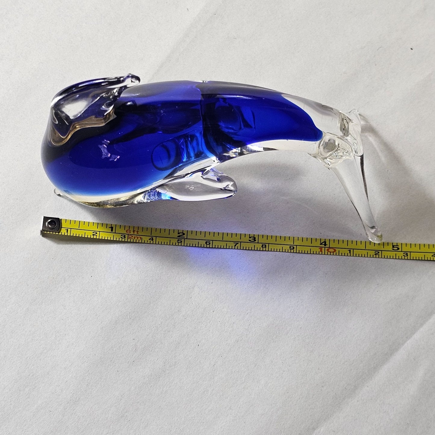 Handcrafted Blue & Clear Glass Dolphin Figurine By Lw2 Trading Co. Ltd Desk Decor