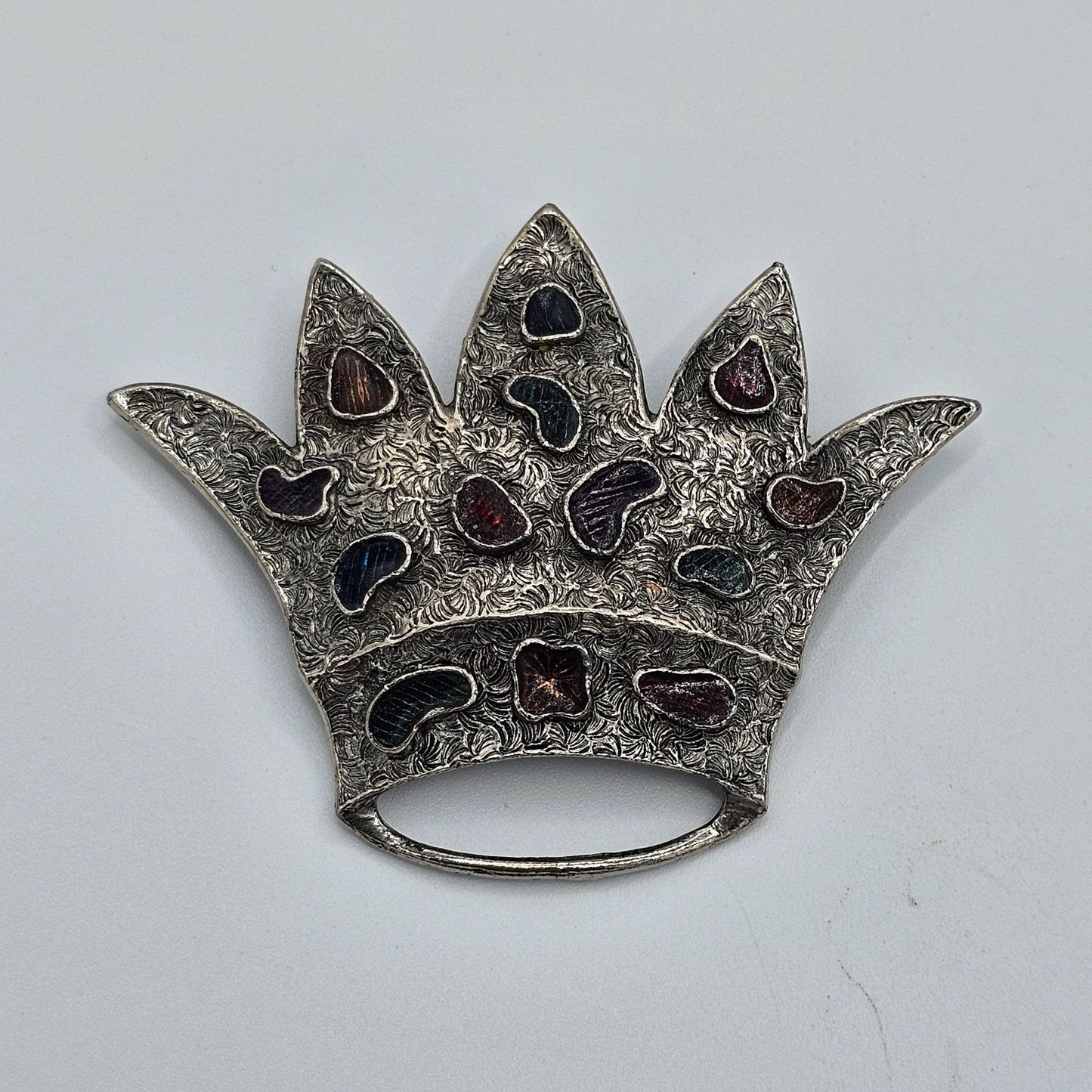 Vintage Metal Abstract Princess Crown Brooch