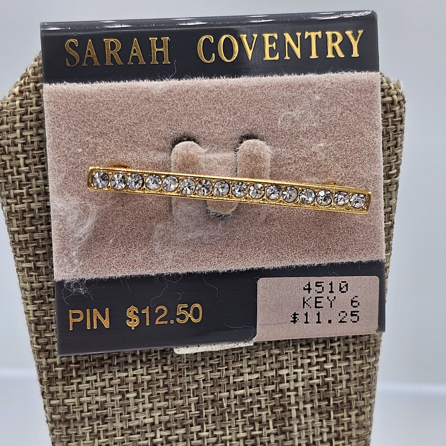 Sarah Coventry Rhinestone Bar Pin Brooch Vintage New Old Stock