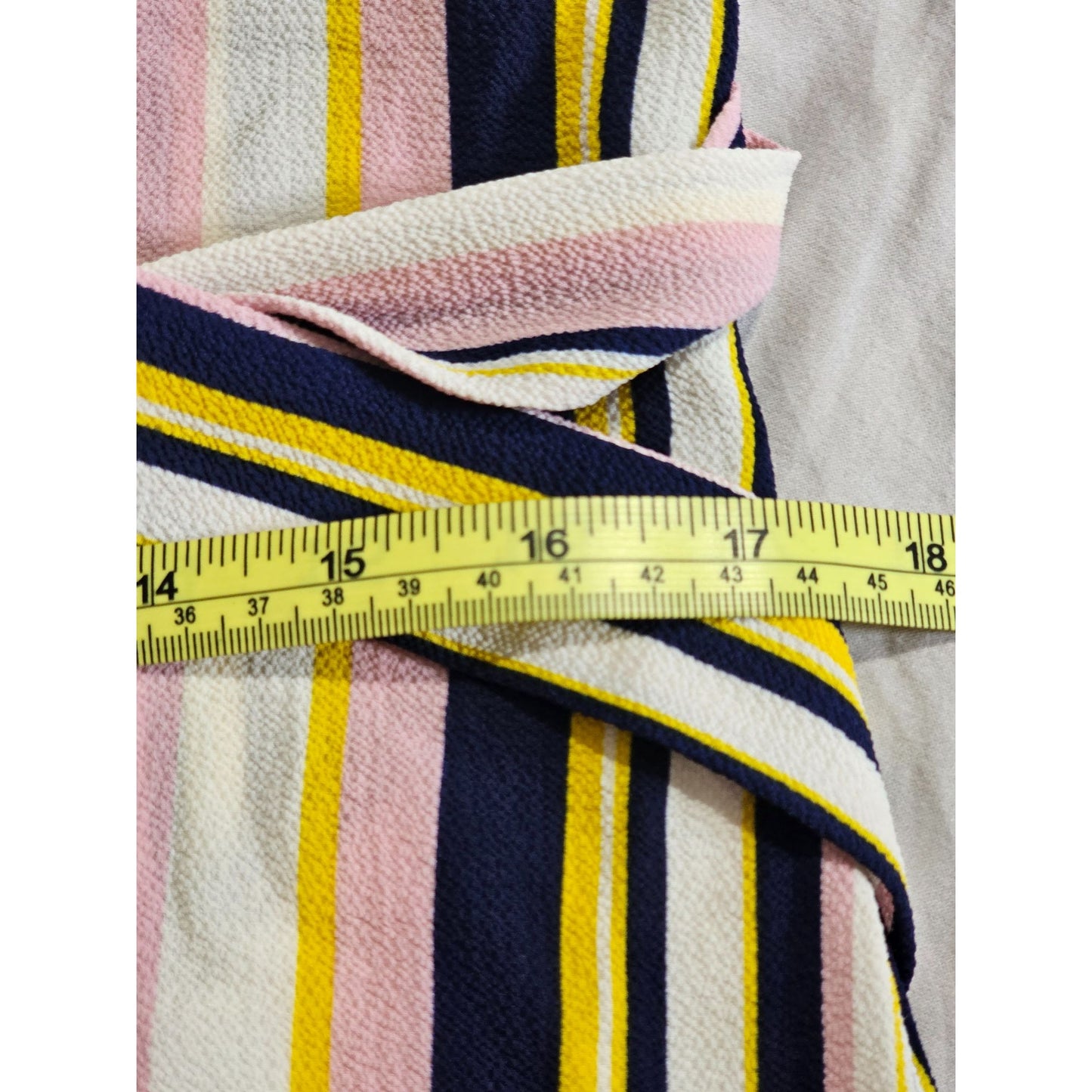 Speechless Pink, Navy, Yellow Vertical Striped Cold-shoulder Short Dress Size M