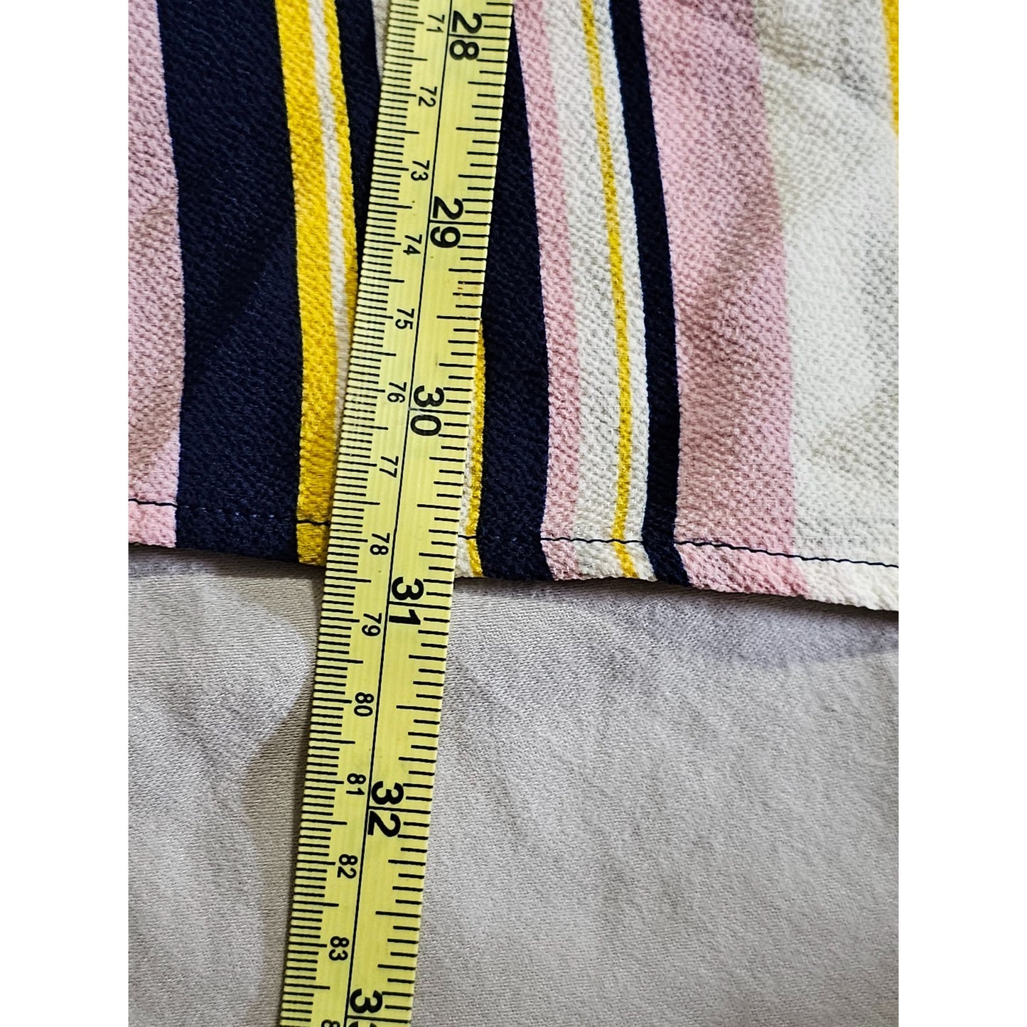 Speechless Pink, Navy, Yellow Vertical Striped Cold-shoulder Short Dress Size M