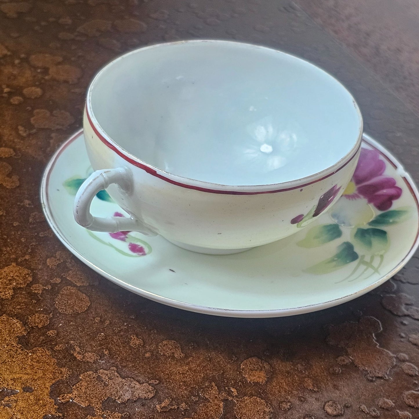 Vintage Nippon Hand-Painted China Teacup & Saucer Set