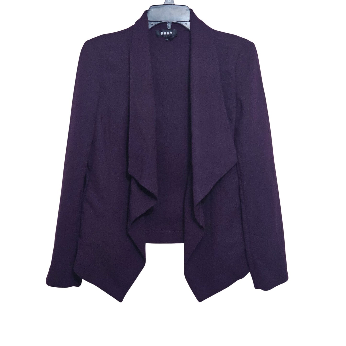 DKNY Womens Deep Purple Waterfall Wavy Open-Front Blazer Jacket Cardigan Size S