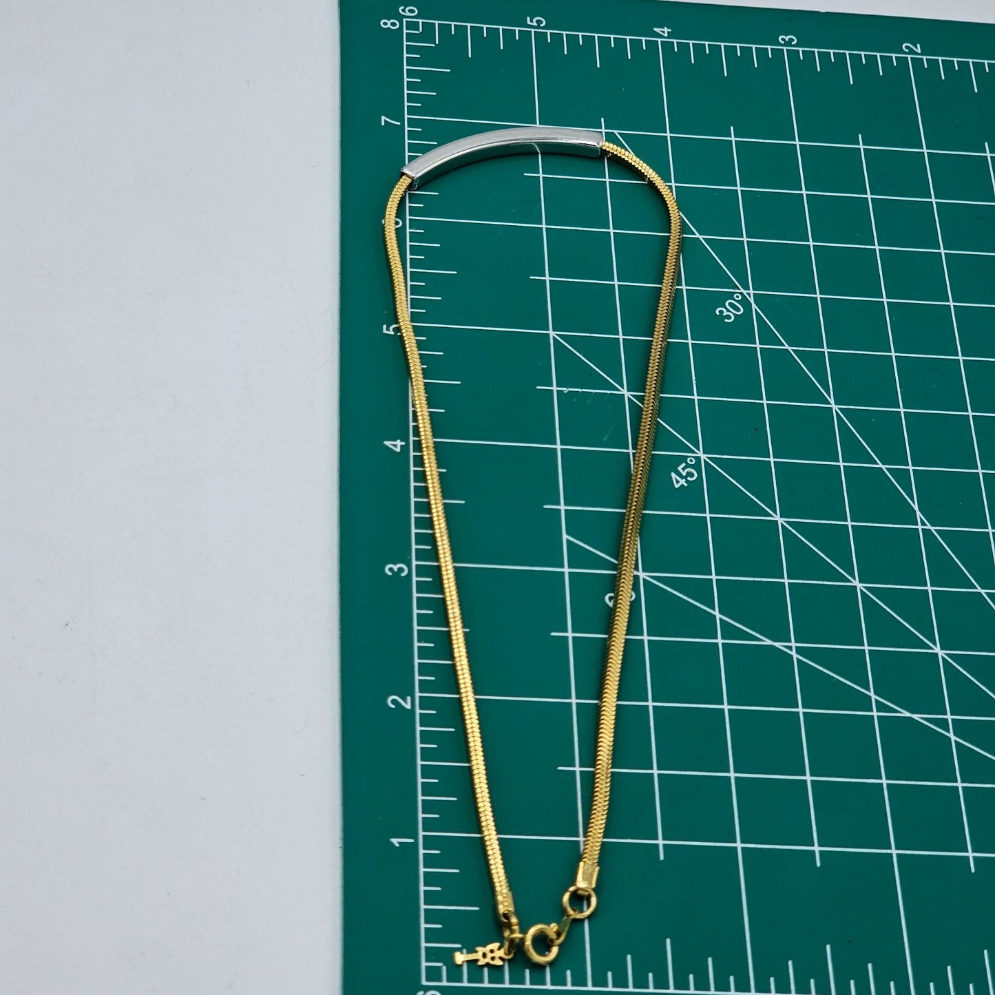 Trifari Vintage Delicate Gold-tone Chain Silver-tone Accent Sliding Bar Necklace