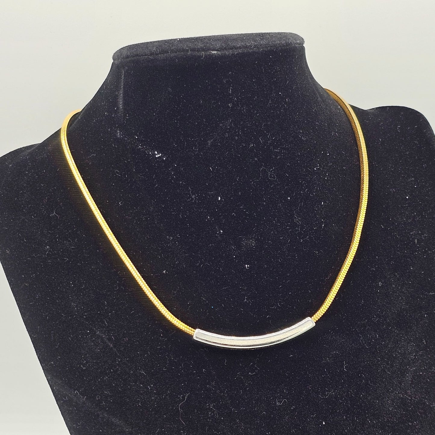 Trifari Vintage Delicate Gold-tone Chain Silver-tone Accent Sliding Bar Necklace