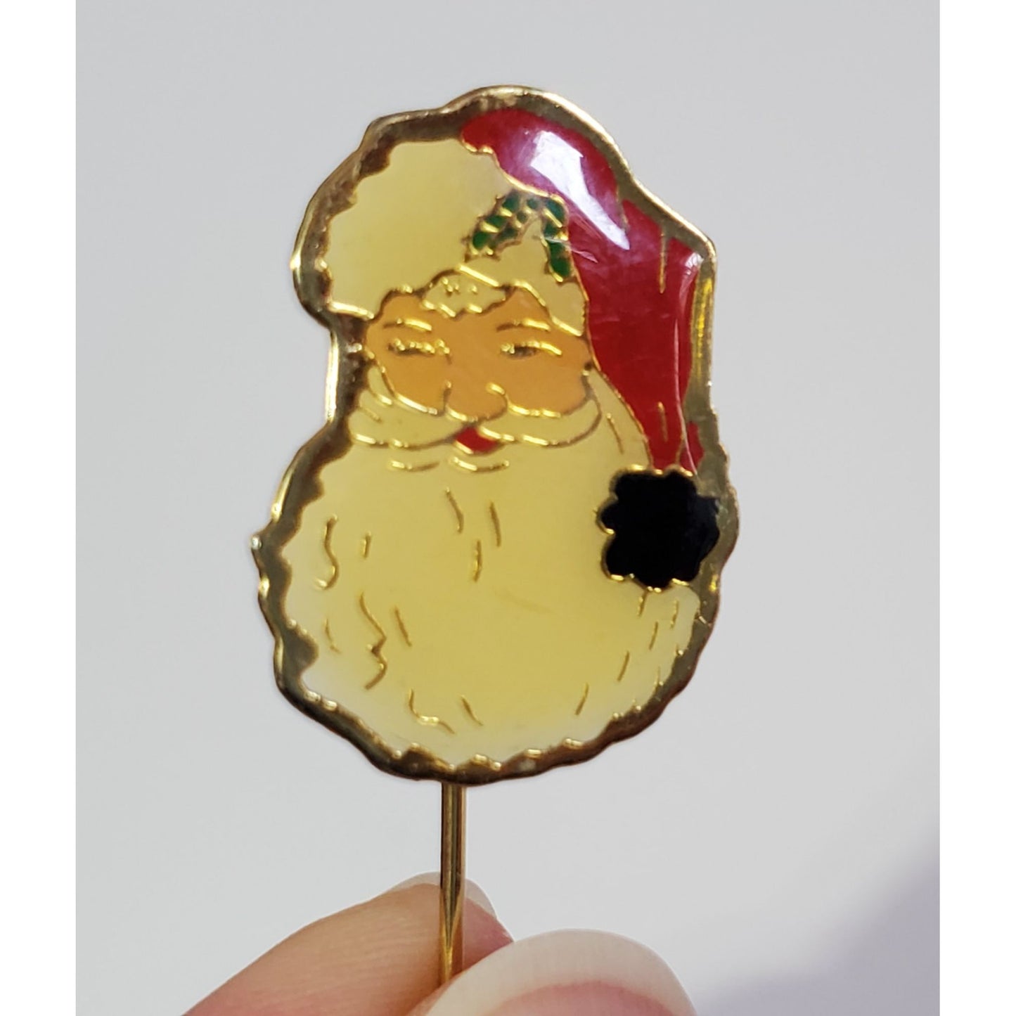 Vintage Gold-tone Santa Claus Hat Stick Pin