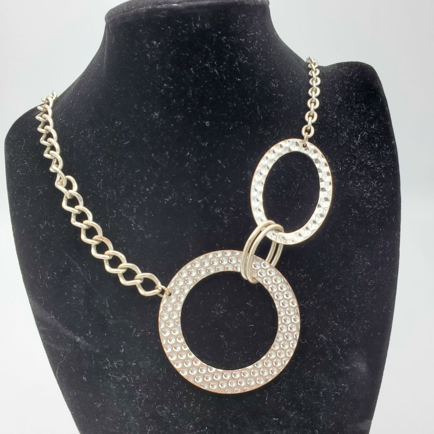 Long Big Ring Silver-tone Chain Necklace Y2K