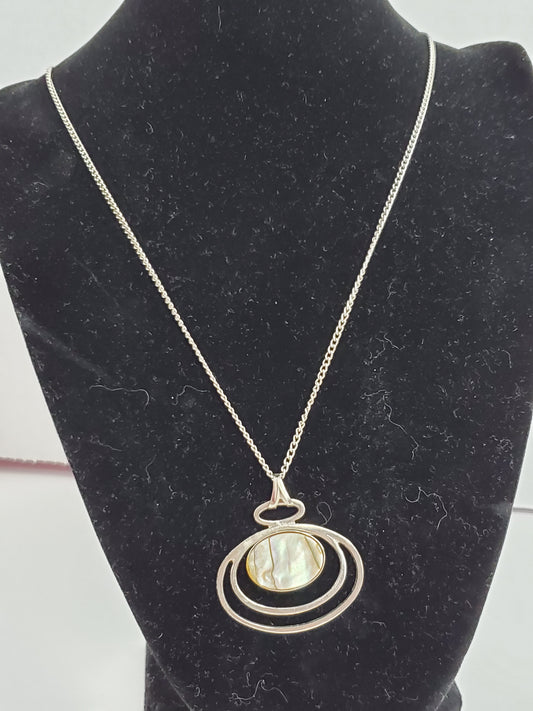 Abalone Shell Oval Egg Pendant and Chain