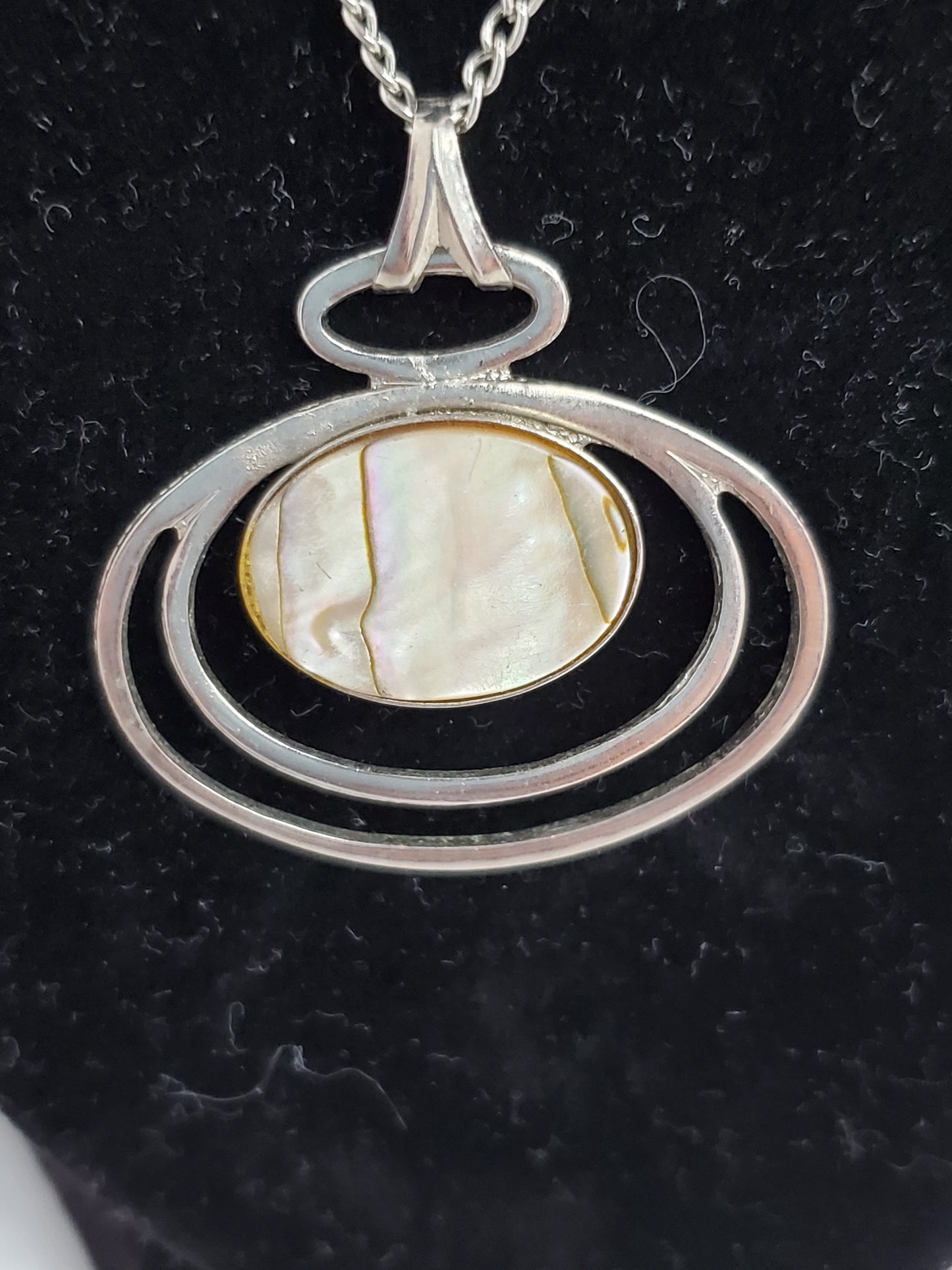 Abalone Shell Oval Egg Pendant and Chain