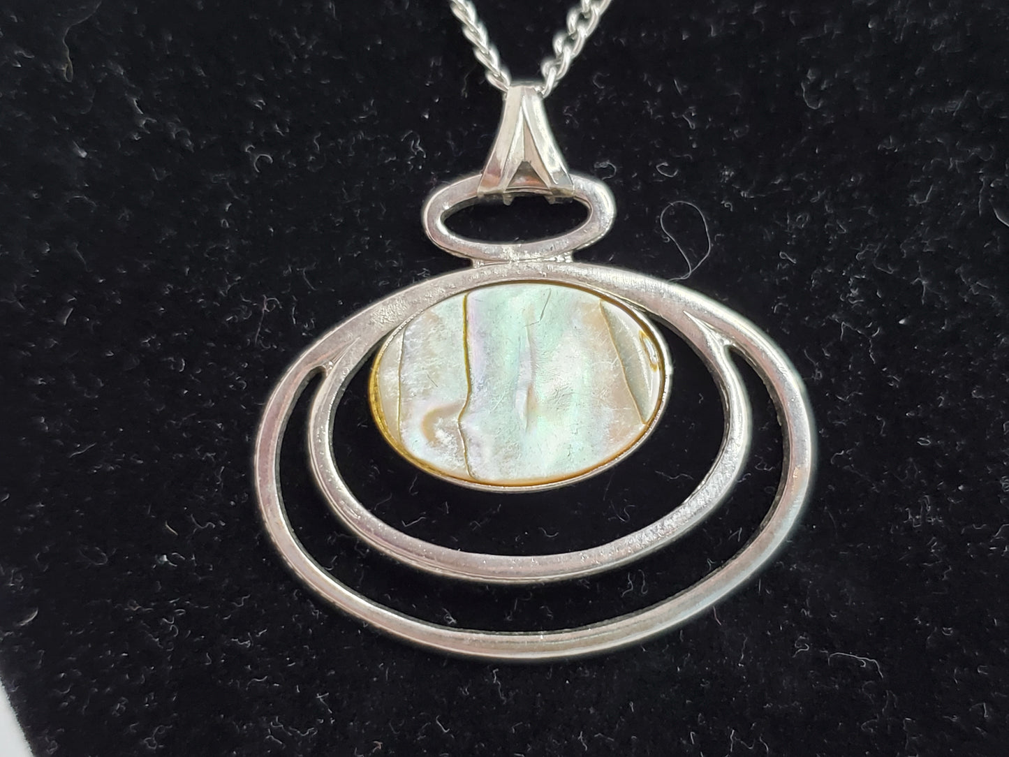 Abalone Shell Oval Egg Pendant and Chain