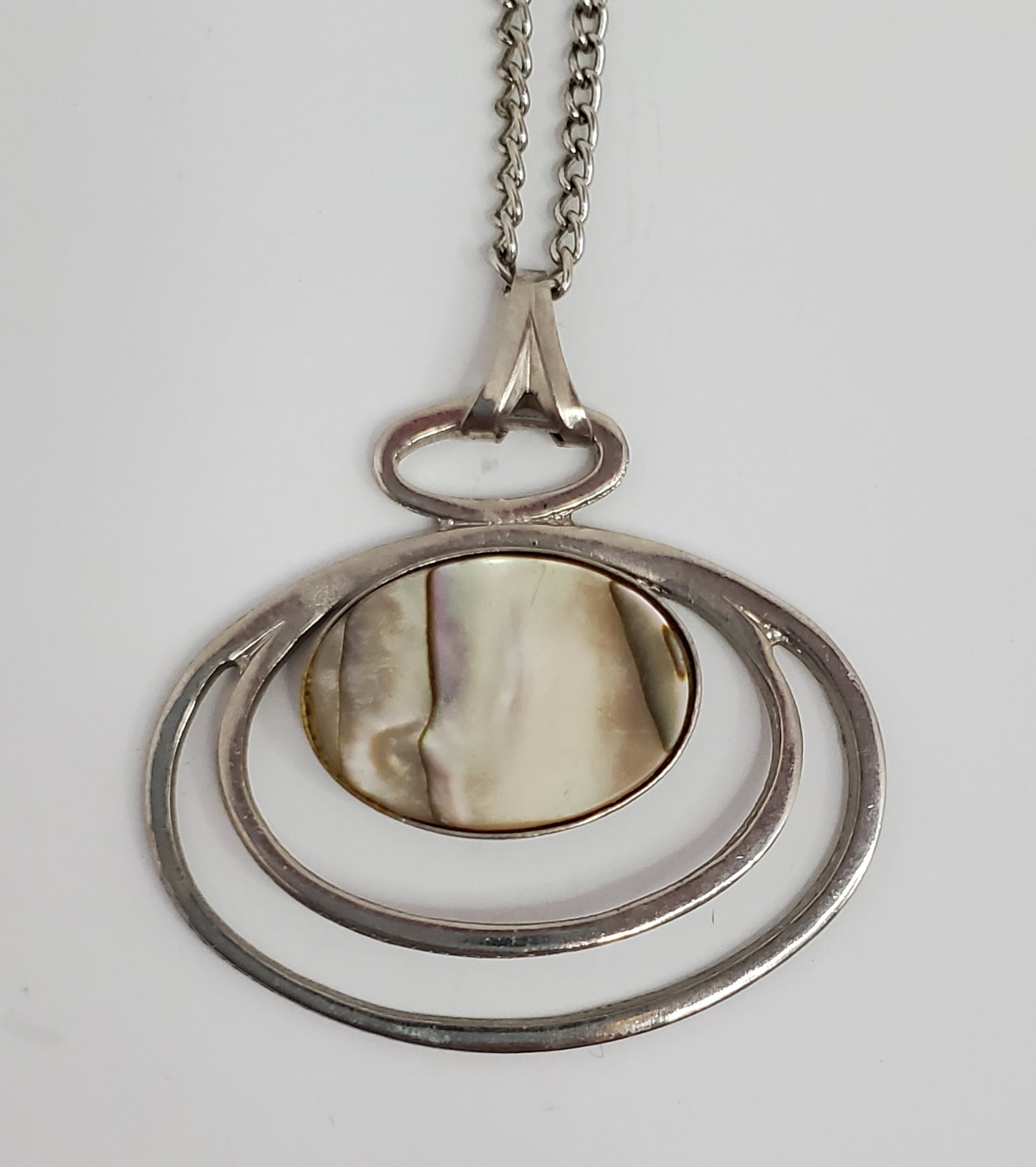 Abalone Shell Oval Egg Pendant and Chain