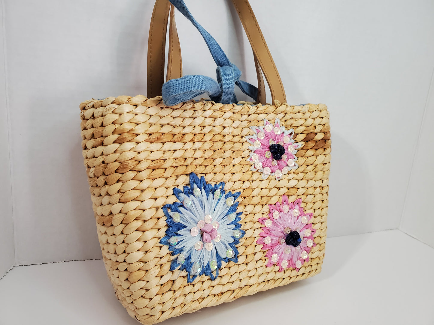 Floral Basketweave Small Handbag