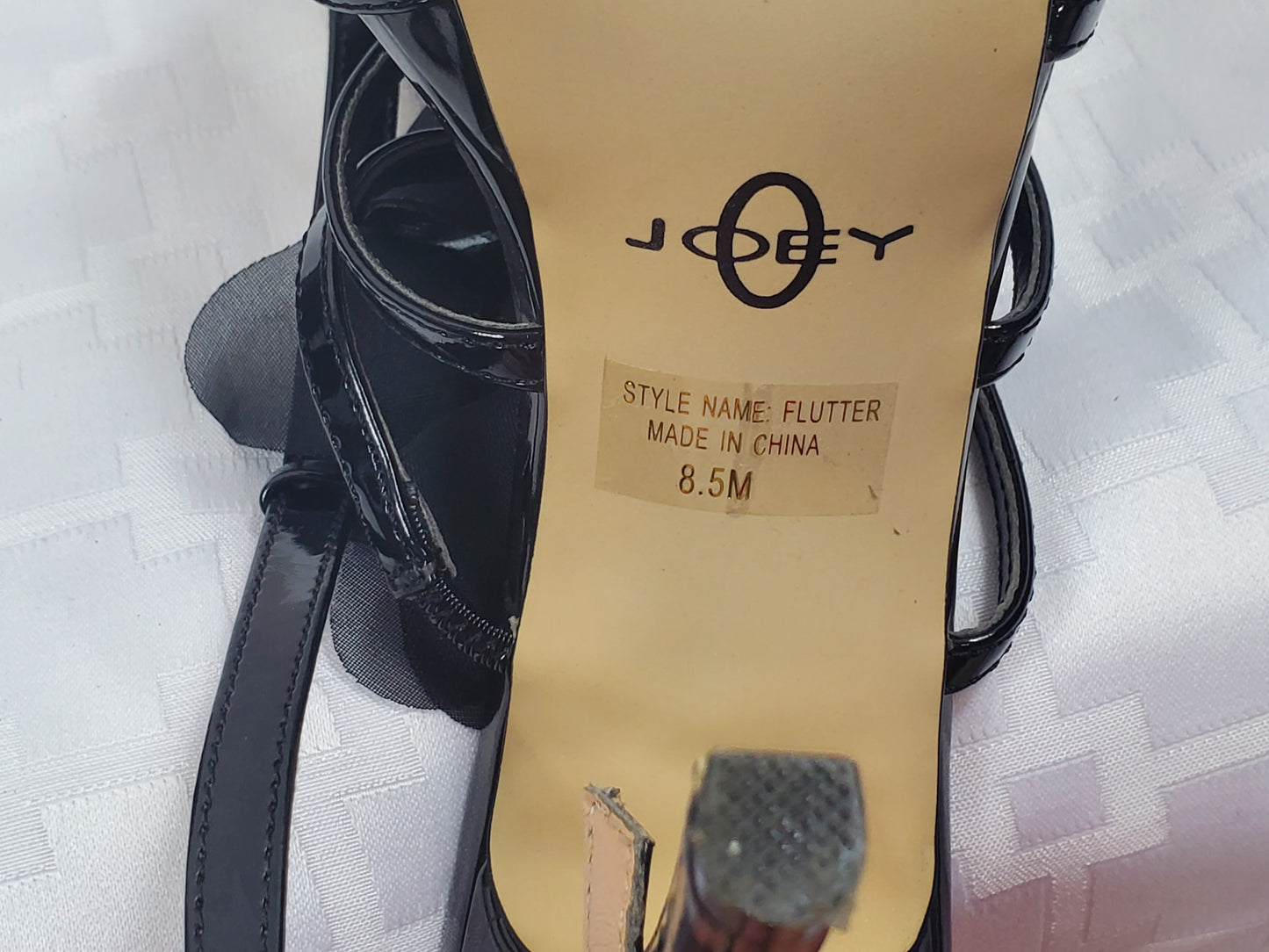 Joey Black Strappy Embellished Pointy Heels Size 8.5 Pre-owned Little Wear
