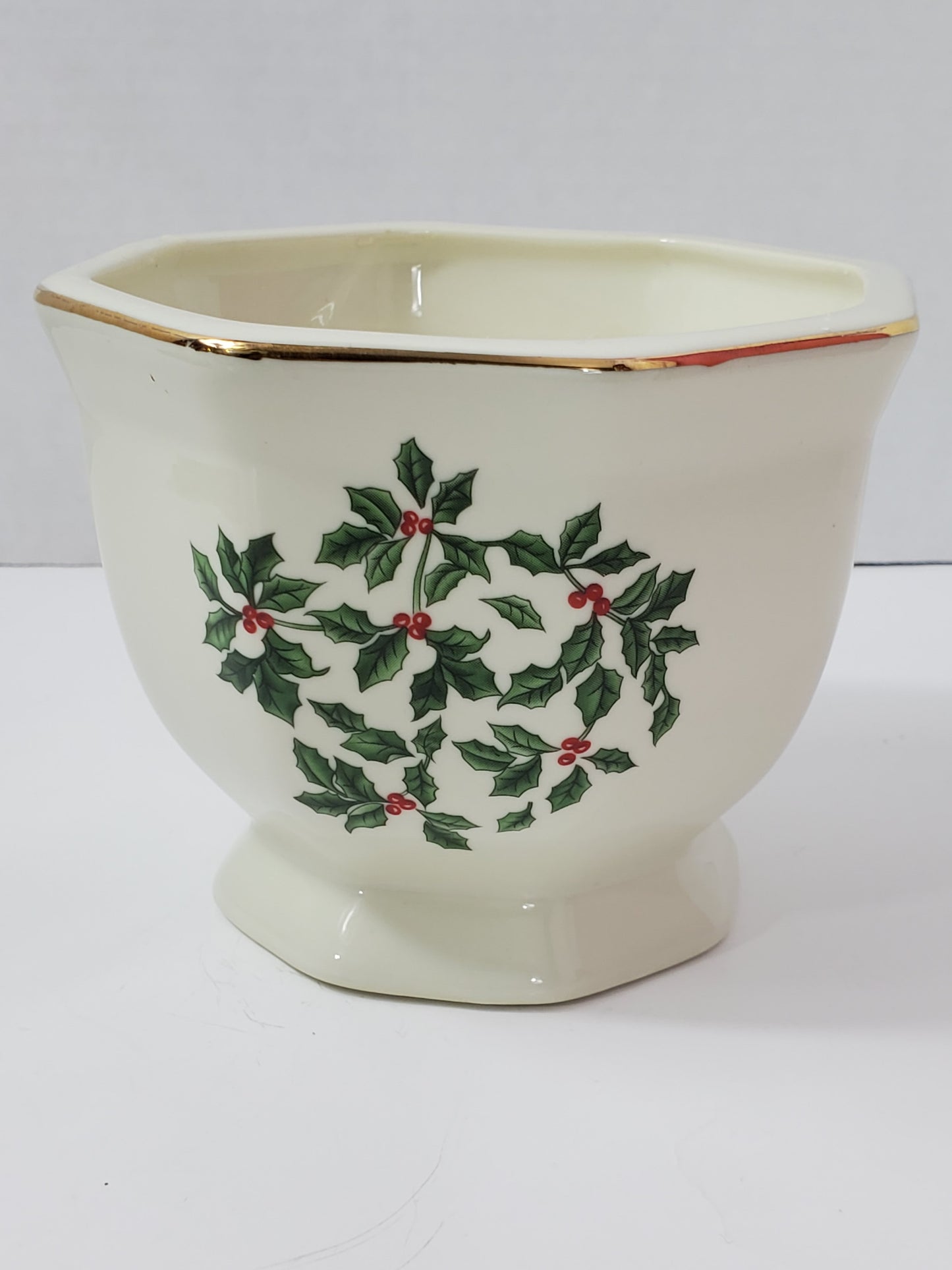 Madison & Max White Porcelain Holly Christmas Candle