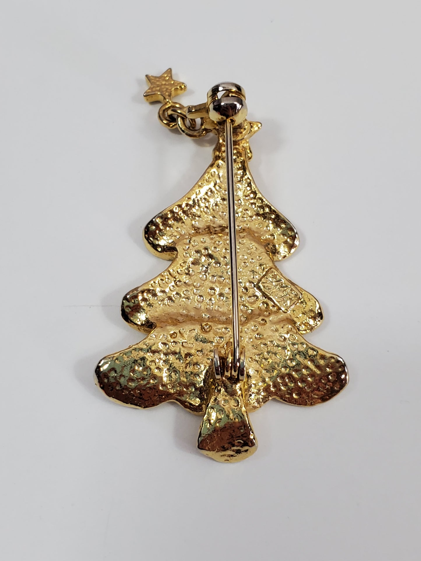 Vintage Gold-tone Signed AV Christmas Tree