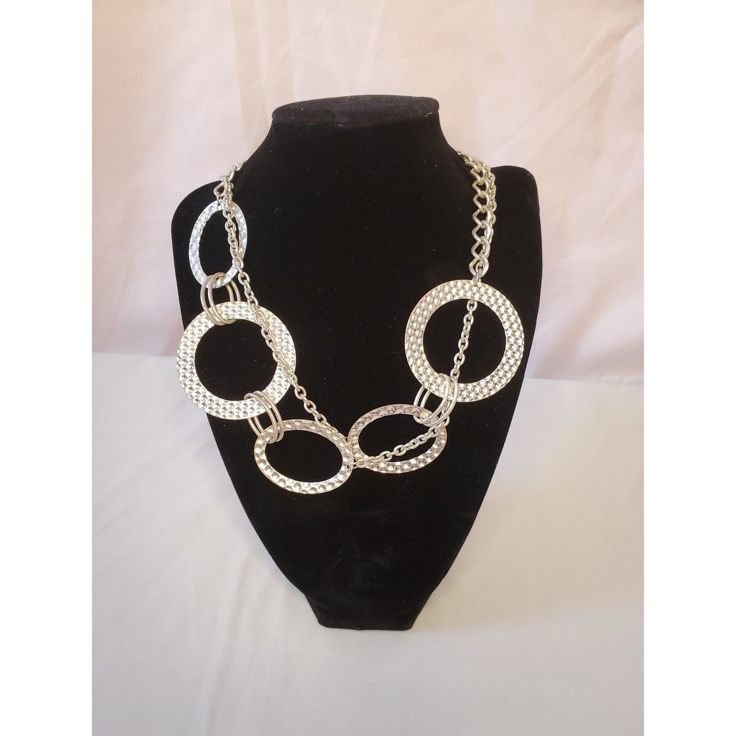 Long Big Ring Silver-tone Chain Necklace Y2K