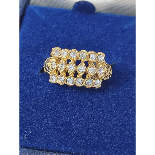 Vintage Majesty Gold-tone Cubic Zirconia Stacked Ring Size 5.5